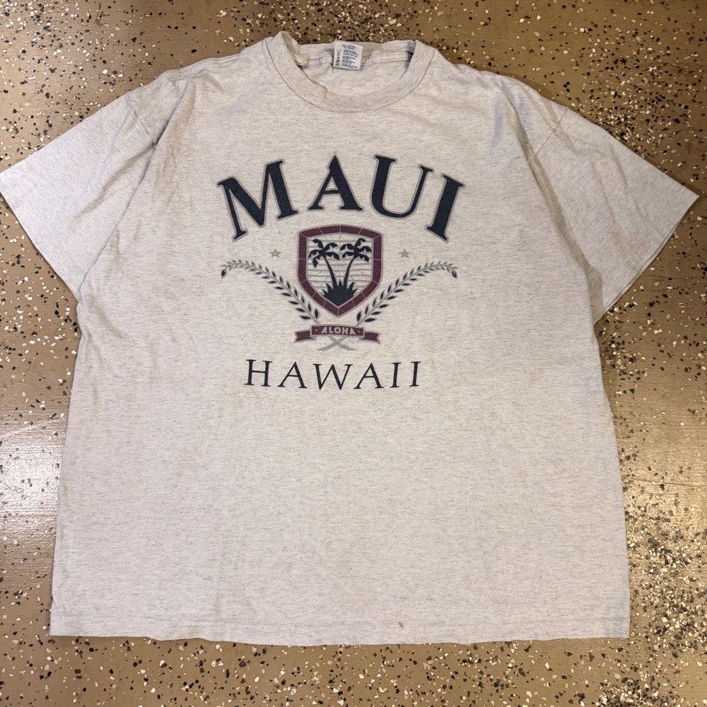 Delta Maui Hawaii Graphic T-Shirt‎ Mens XL Gray Good Vintage 90s USA Made